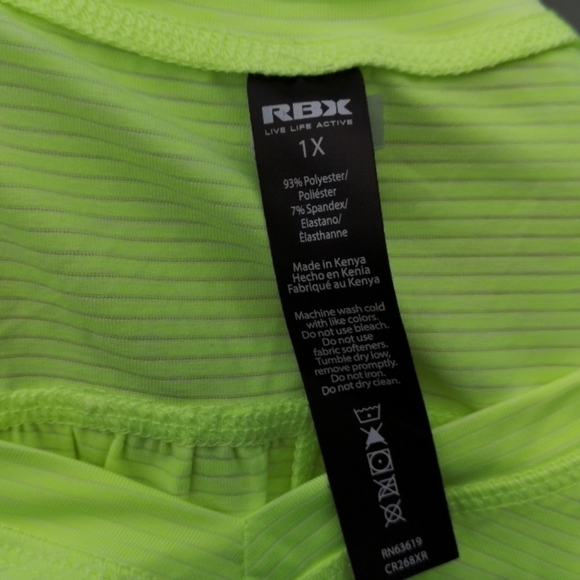 REEBOK RBX Neon Yellow Sleeveless Tank 1X - Picture 4 of 4